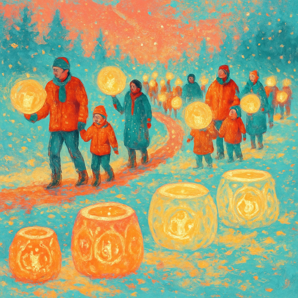 Festive Ice Lantern Parade Painting by numbers kit