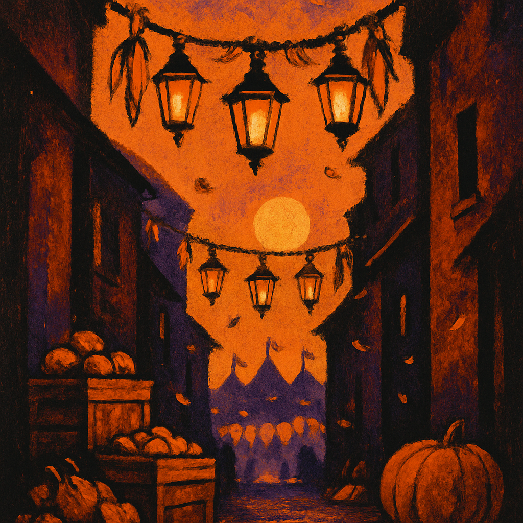Harvest Alley Of Brass Lanterns Paint by numbers art