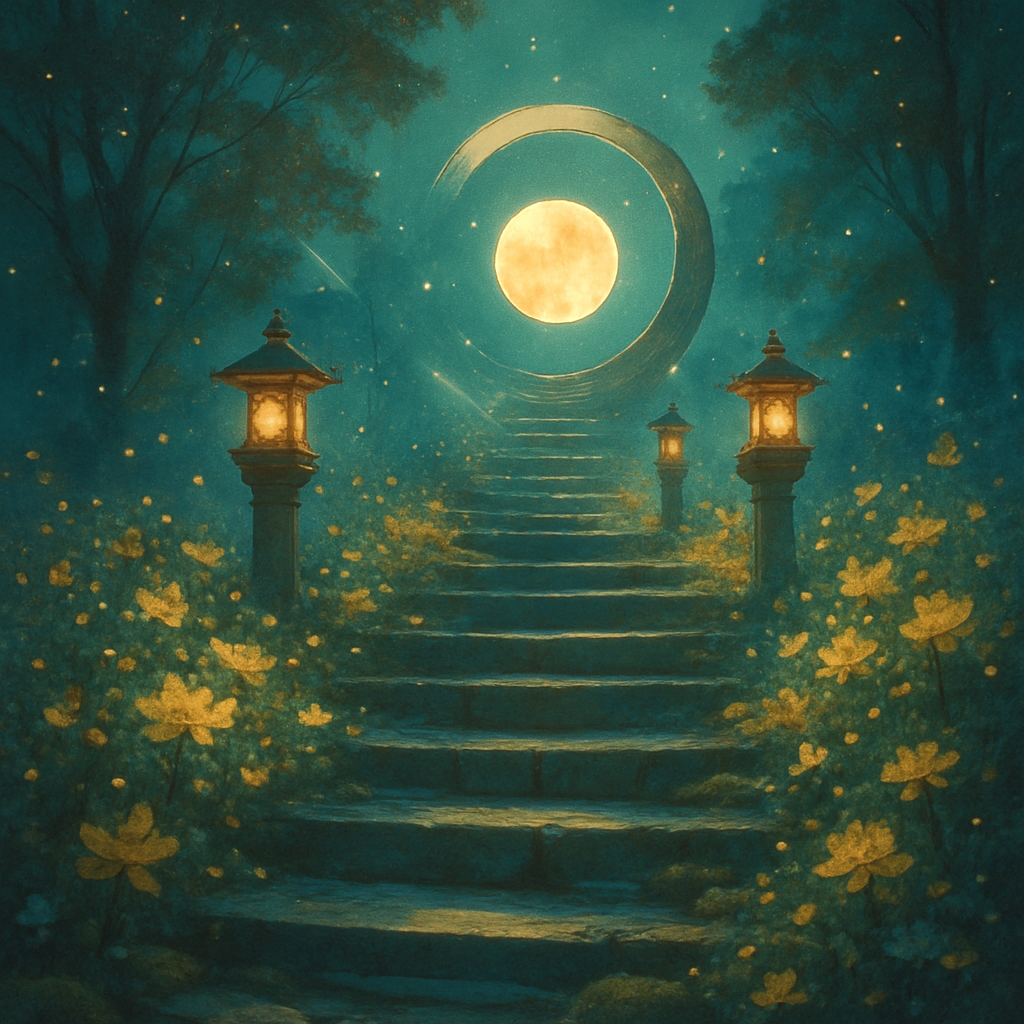 Lantern Steps To The Moon Garden Paint by numbers art