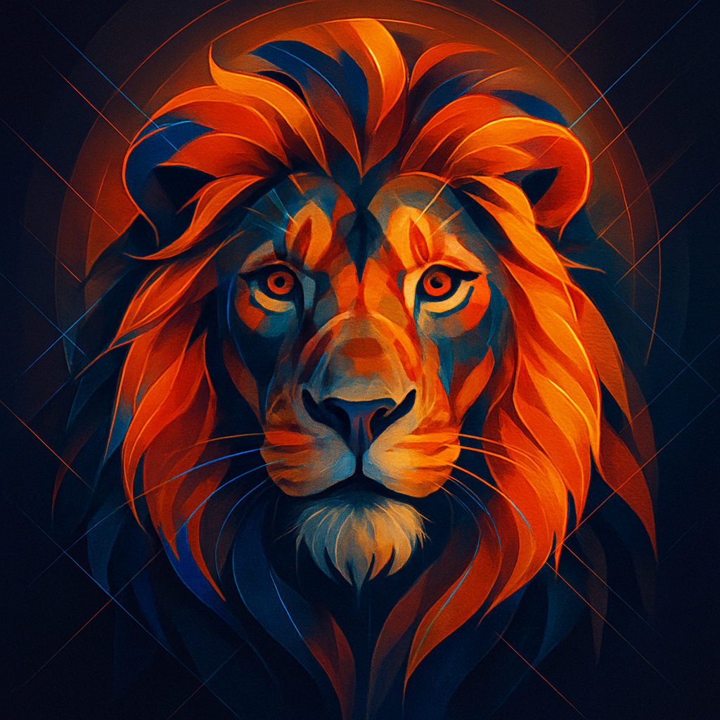 Solar Flare Lion Number painting