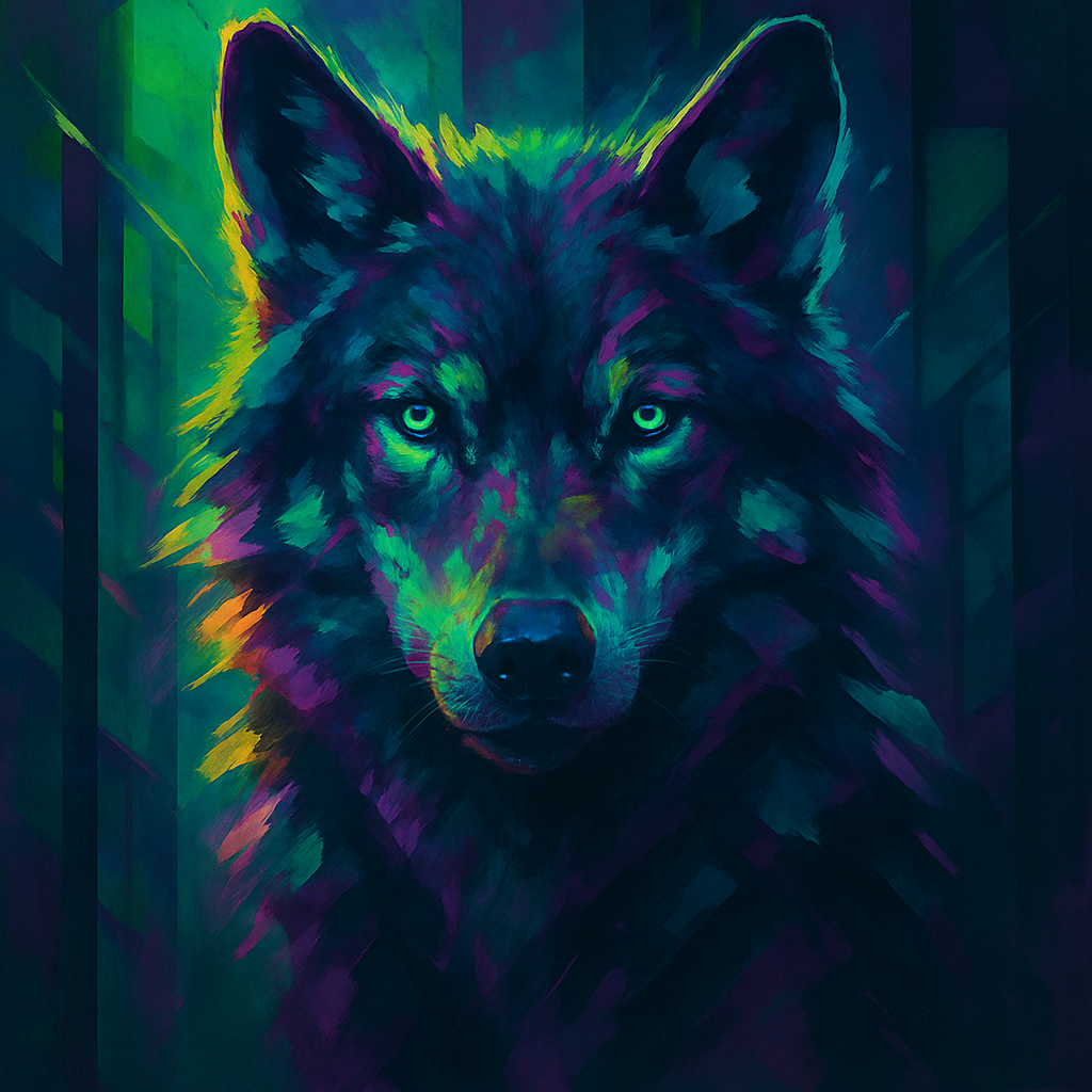 Neon Night Wolf Painting by numbers kit