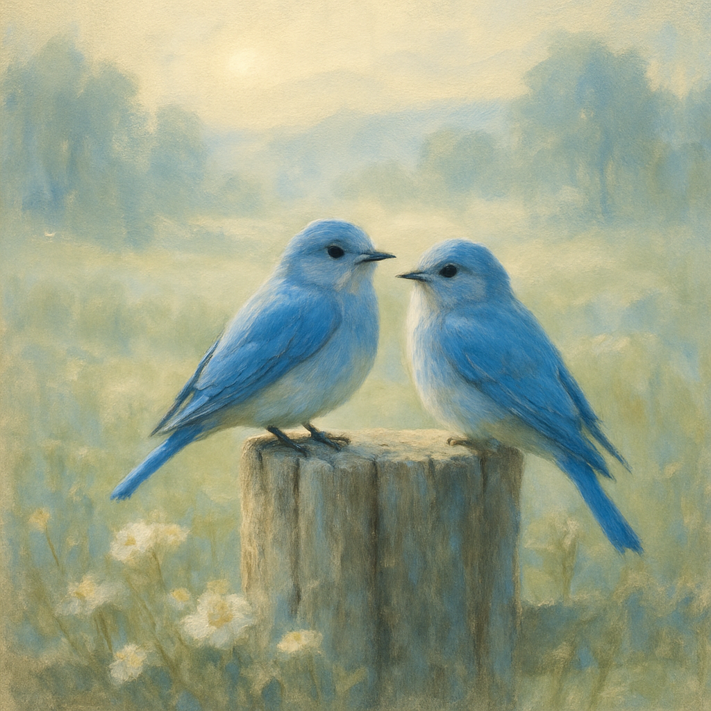 Bluebirds By The Weathered Fence paint by numbers