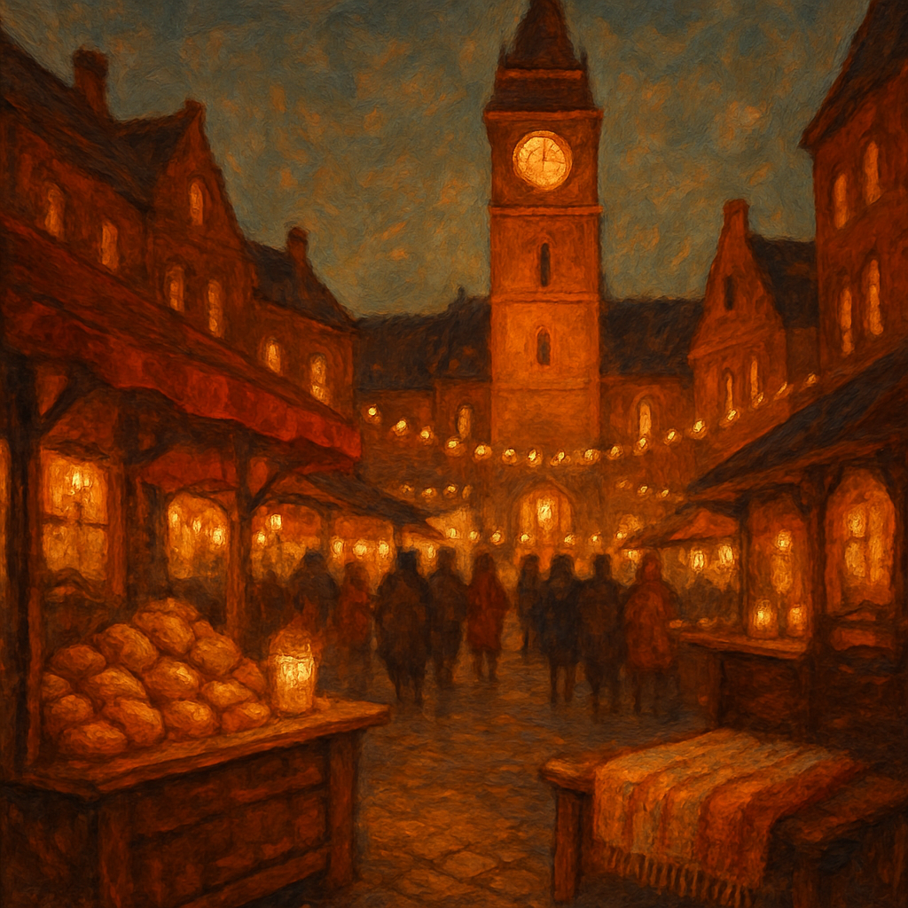 Clocktower Market At Candlelight Numbered painting kits