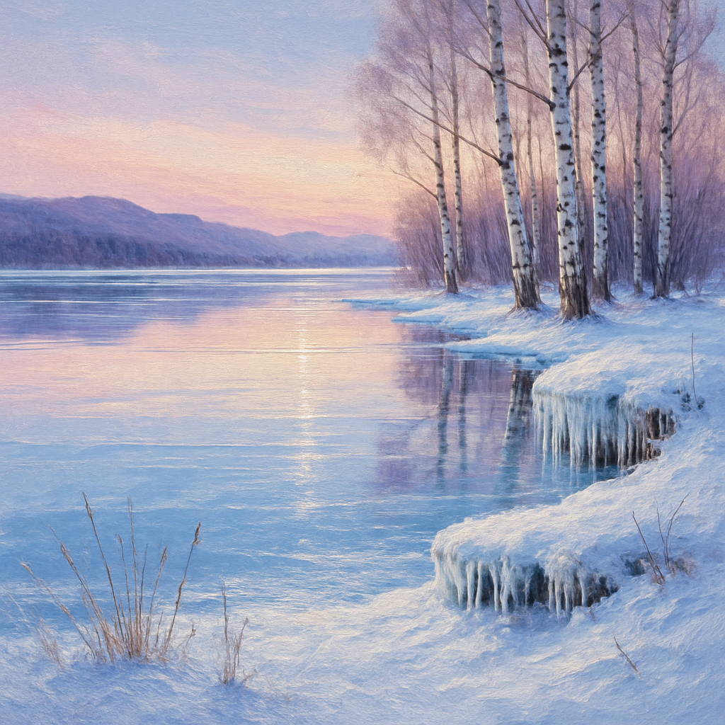 Silent Frozen Mirror Number painting