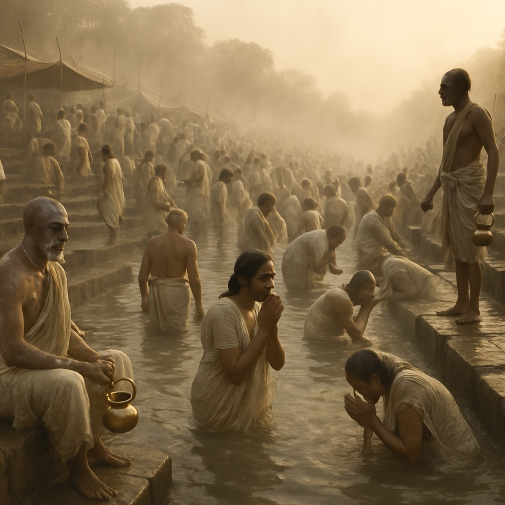 Kumbh Mela Holy Dip At Dawn paint by color