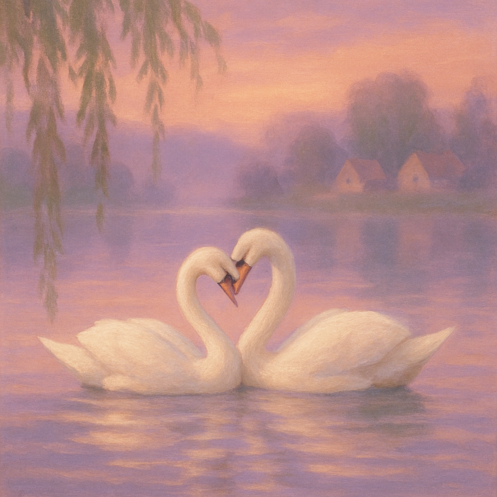 Peach Twilight Swans paint by number
