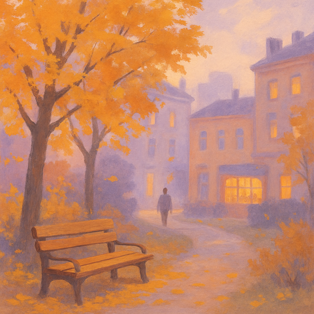 Park Bench Under Maple Glow paint by numbers