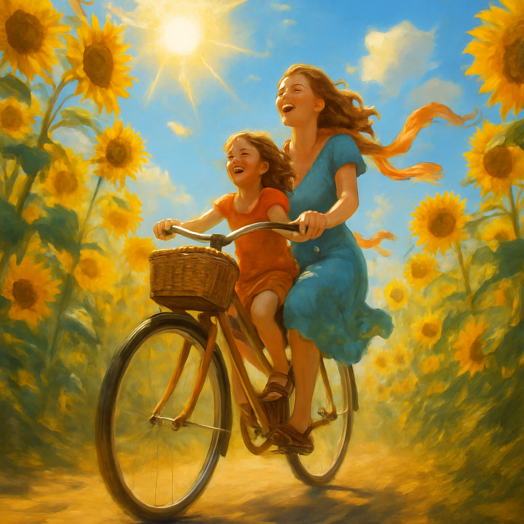 Biking Through Sunflower Fields Painting by numbers kit