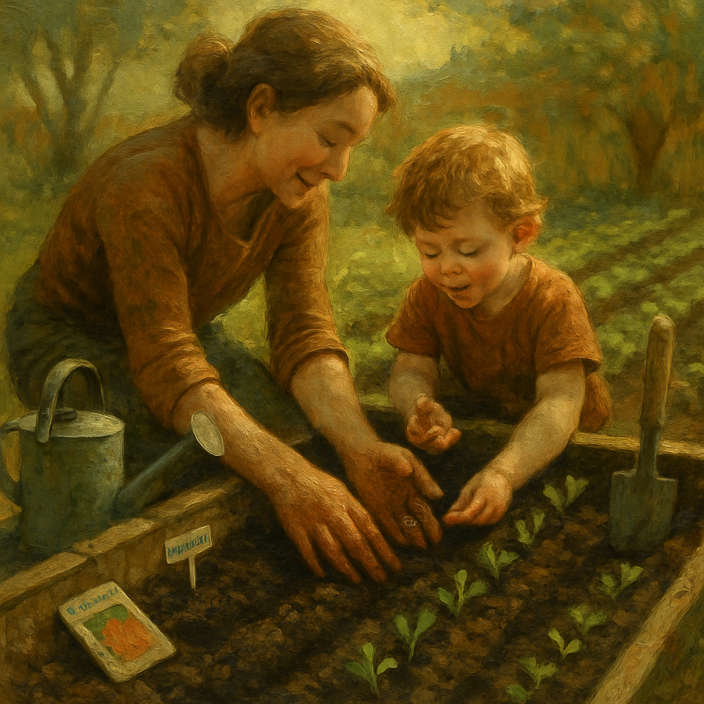 Learning To Garden With Mom Paint by numbers art