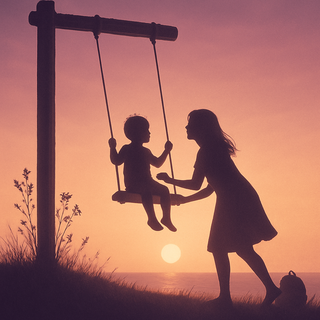 Sunset Silhouette Swing paint by color