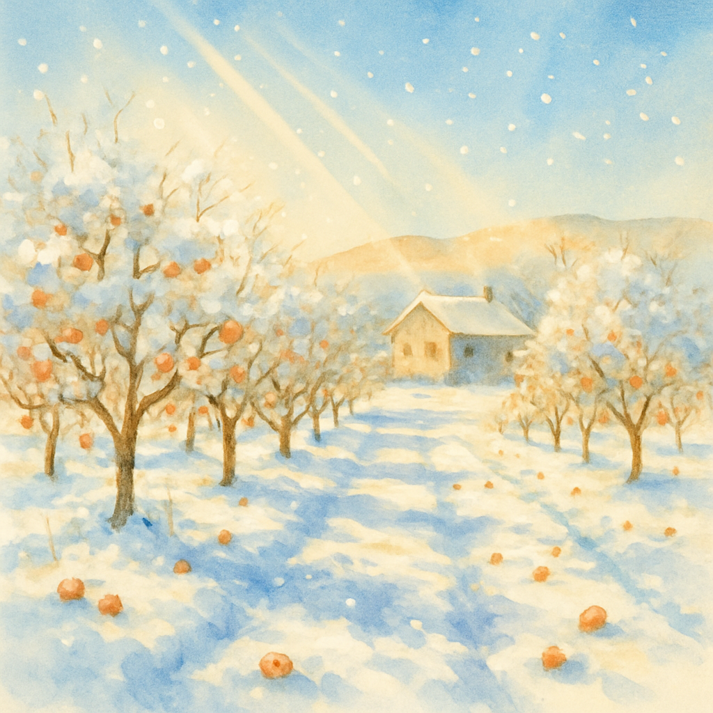 Sunlit Orchard Snowfall Numbered painting kits