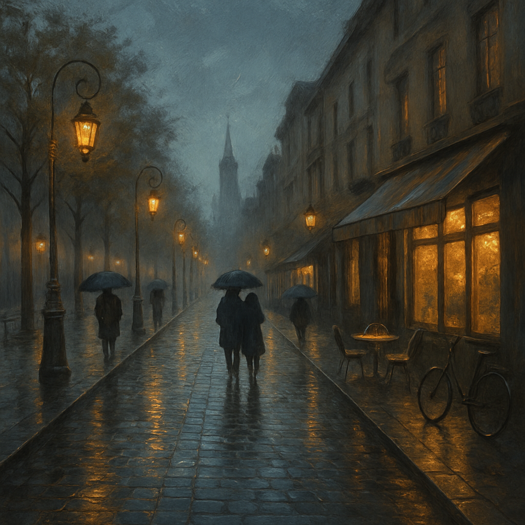 Paris Rain Streetlights DIY paint by numbers