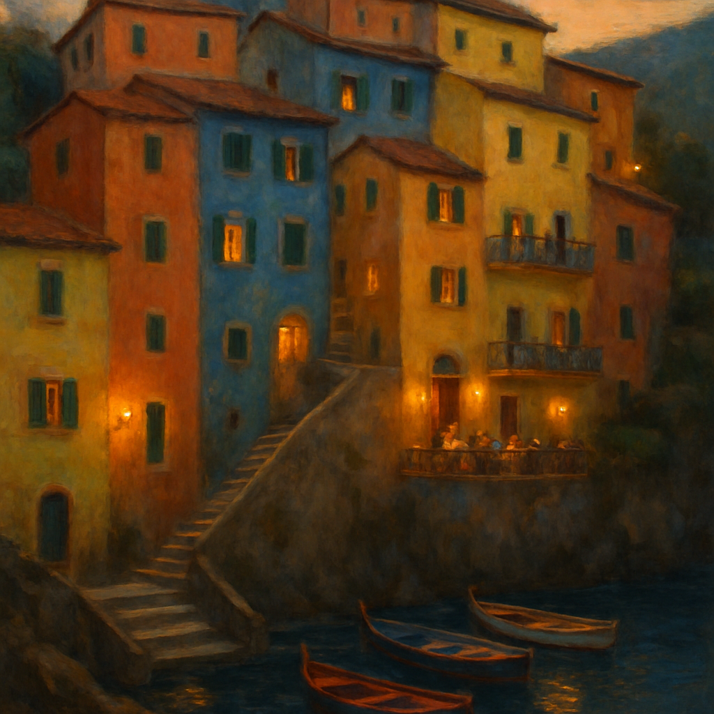 Italy Coastal Twilight Number painting