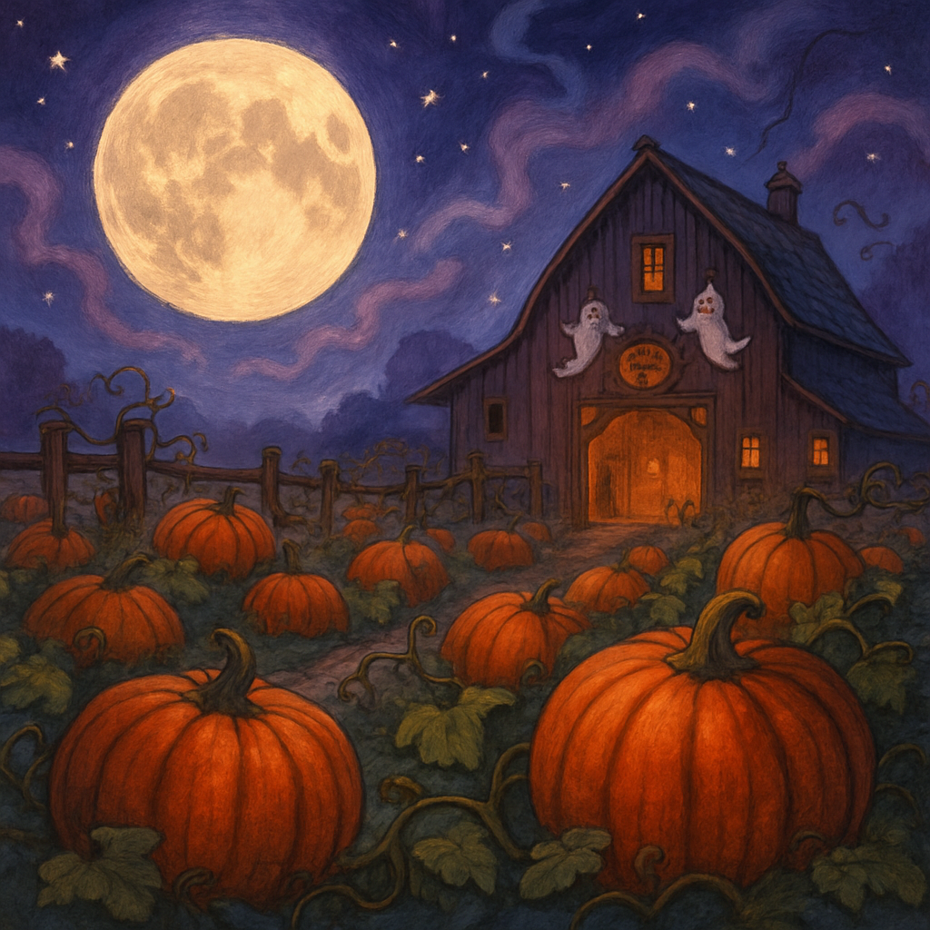 Moonlit Pumpkin Hollow paint by number