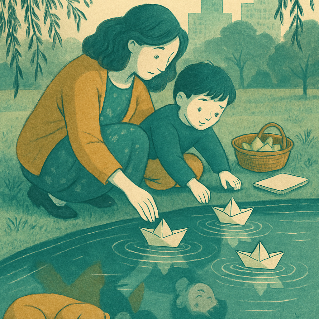 Pond Skimming With Paper Boats Paint by numbers kits