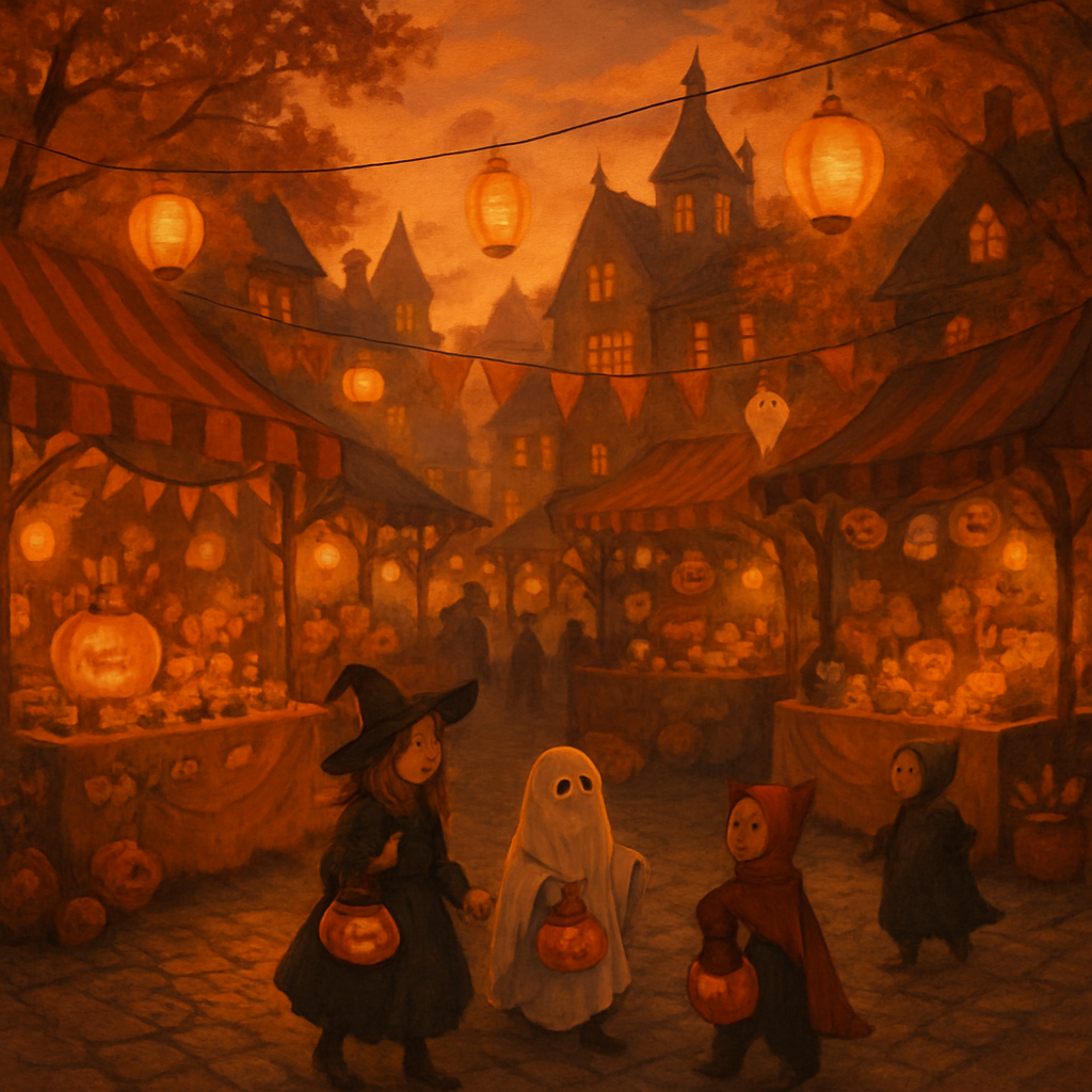 Lantern-Lit Halloween Town Paint by numbers kits