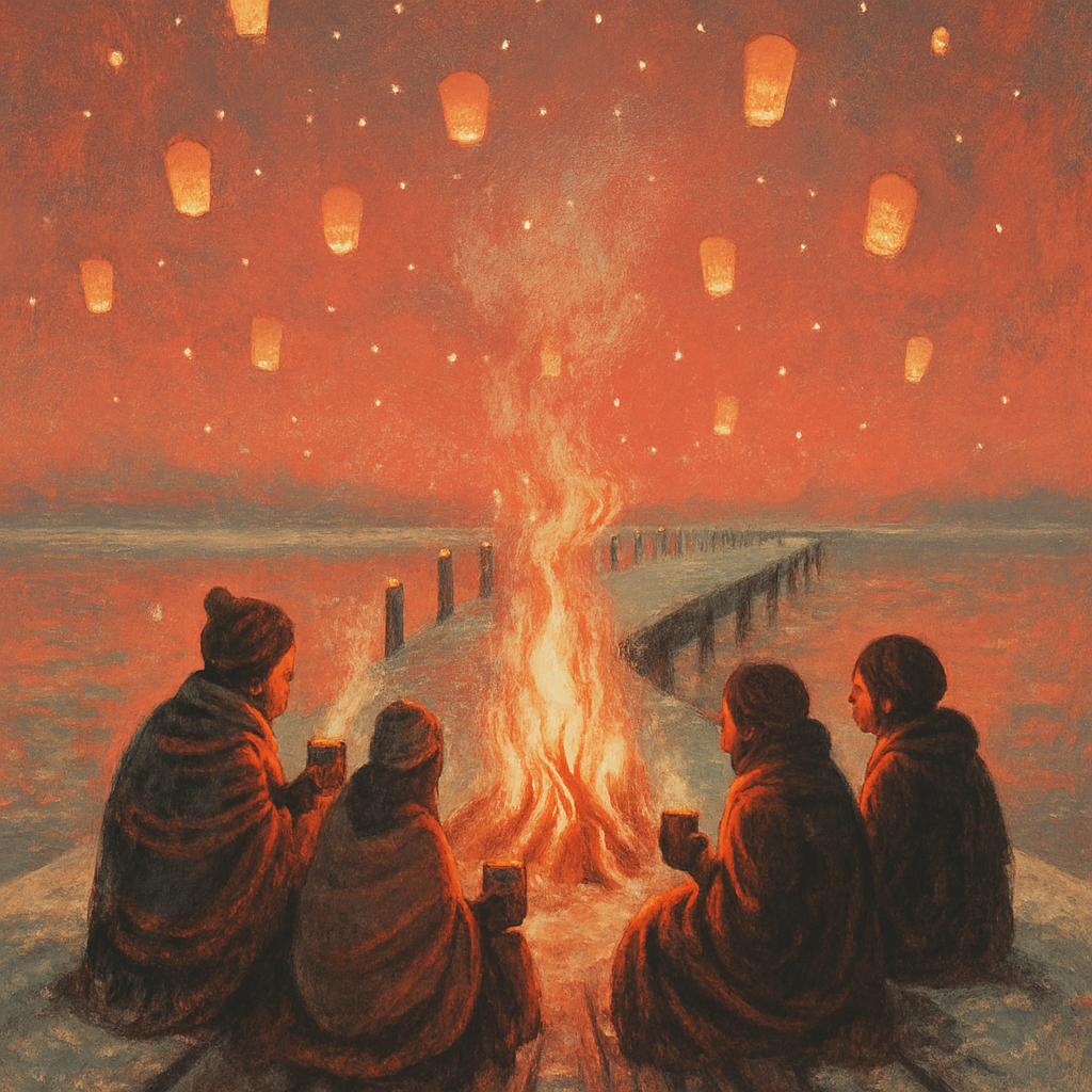 Crackling Pier Bonfire painting number kit