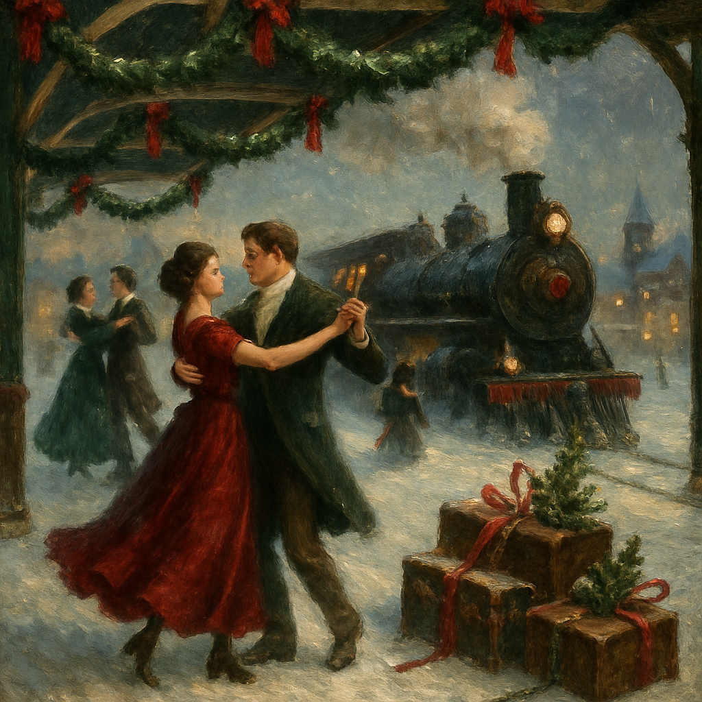 Evergreen Train Station Waltz paint by numbers