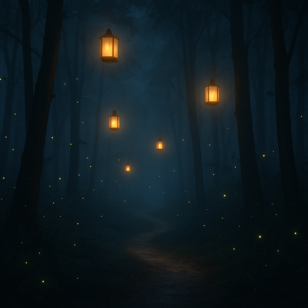 Foggy Lantern Path paint by numbers