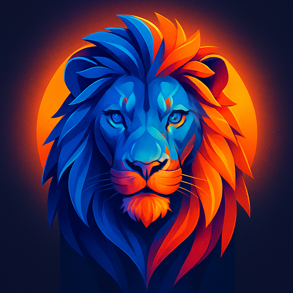 Regal Lion Of Neon Sunrise paint by number
