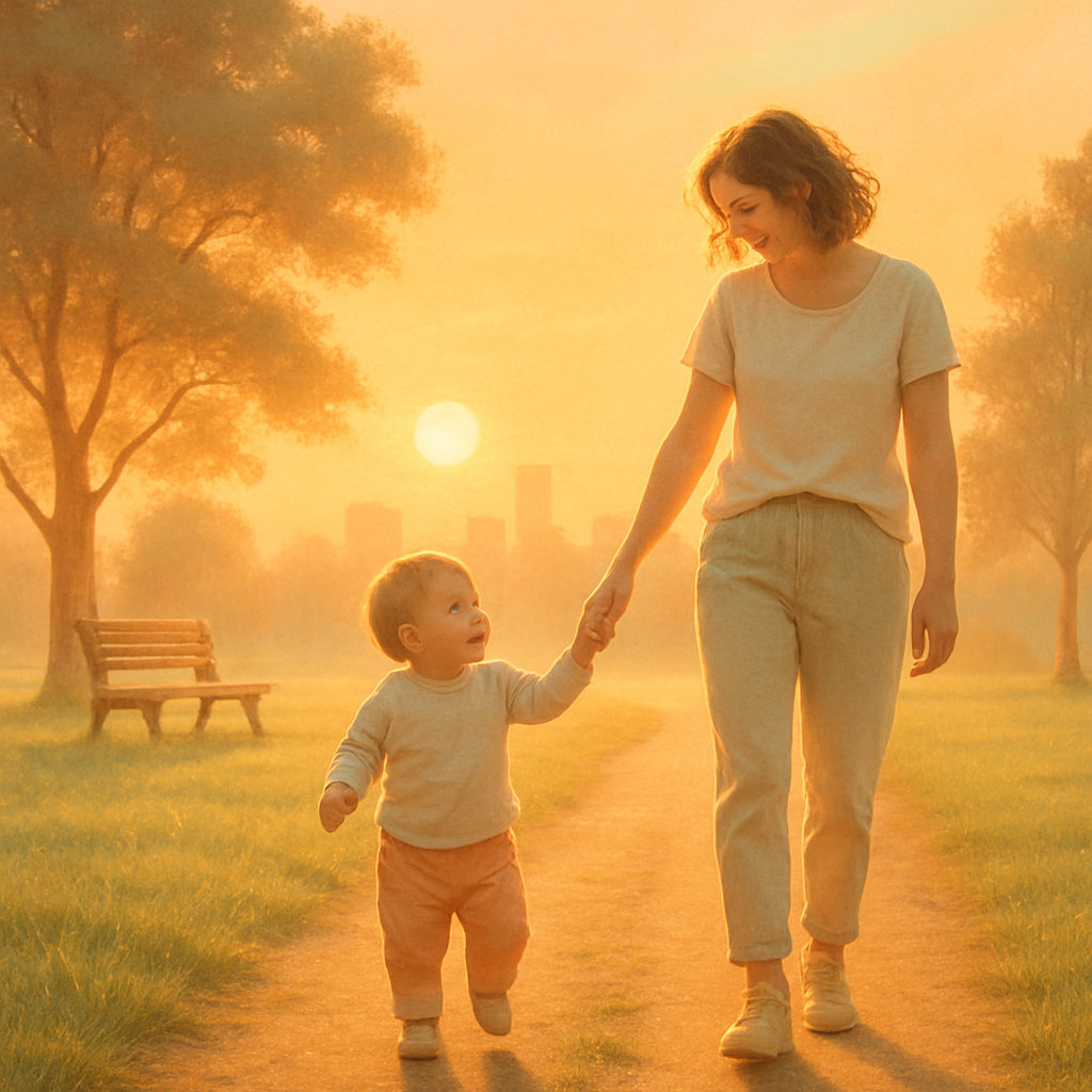 Mother And Child Sunrise Walk painting number kit