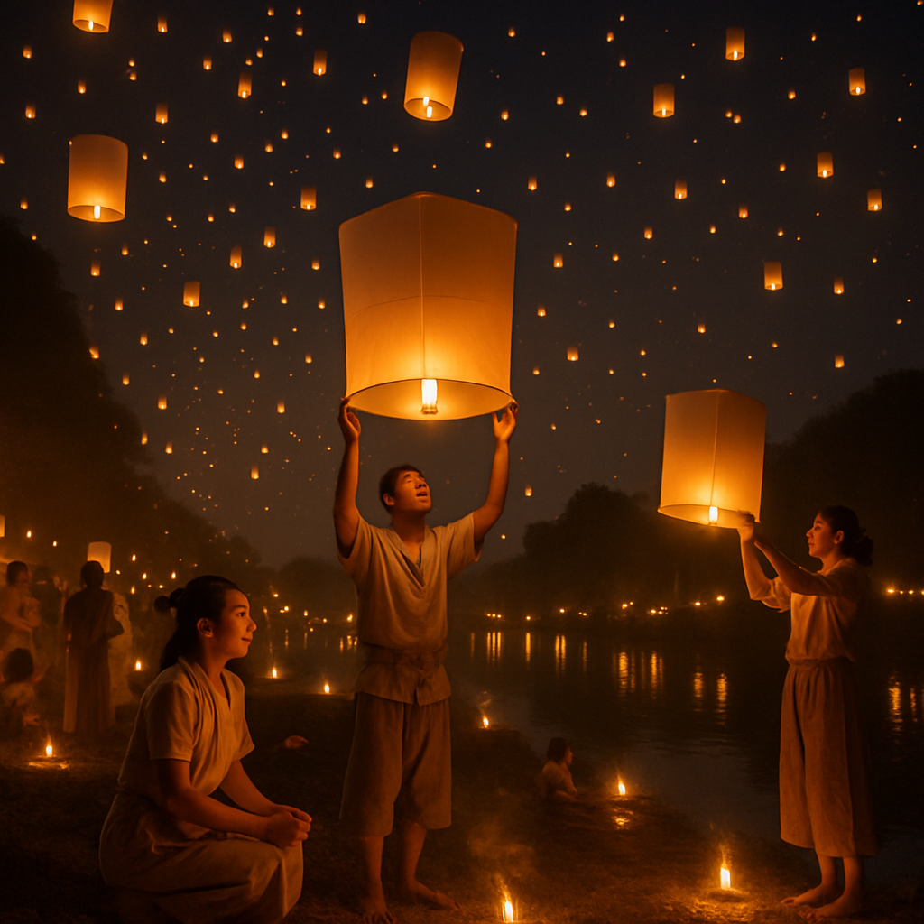 Lanterns At Yi Peng Sky Release painting number kit