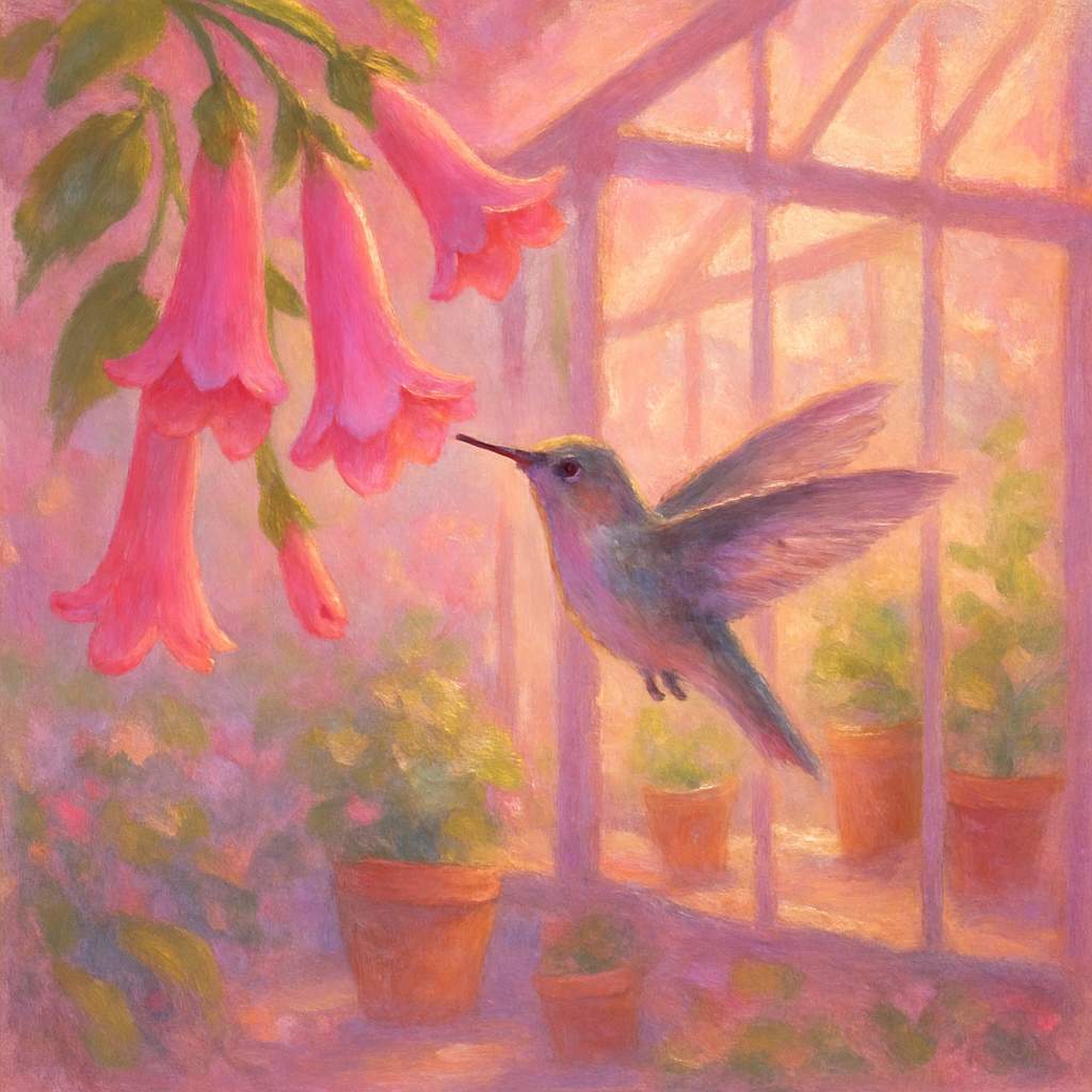Hummingbird Cozy Tea Garden Number painting