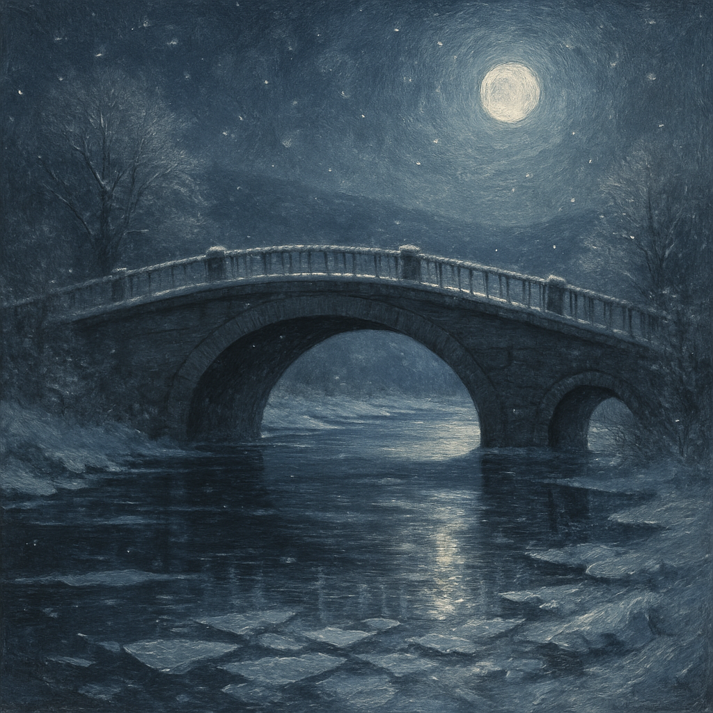 Moonlit Frozen Bridge paint by color