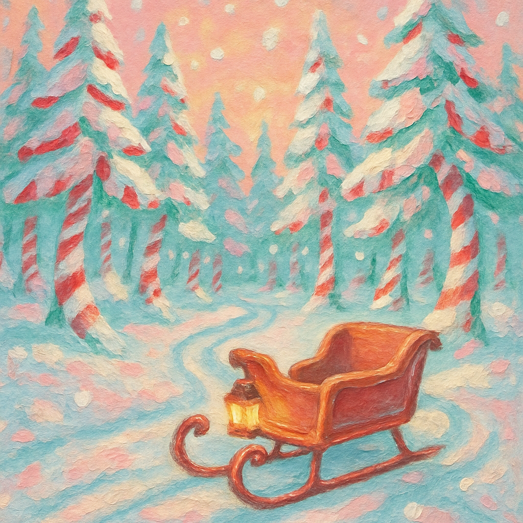 Candy Cane Forest Sleigh Ride Paint by numbers art