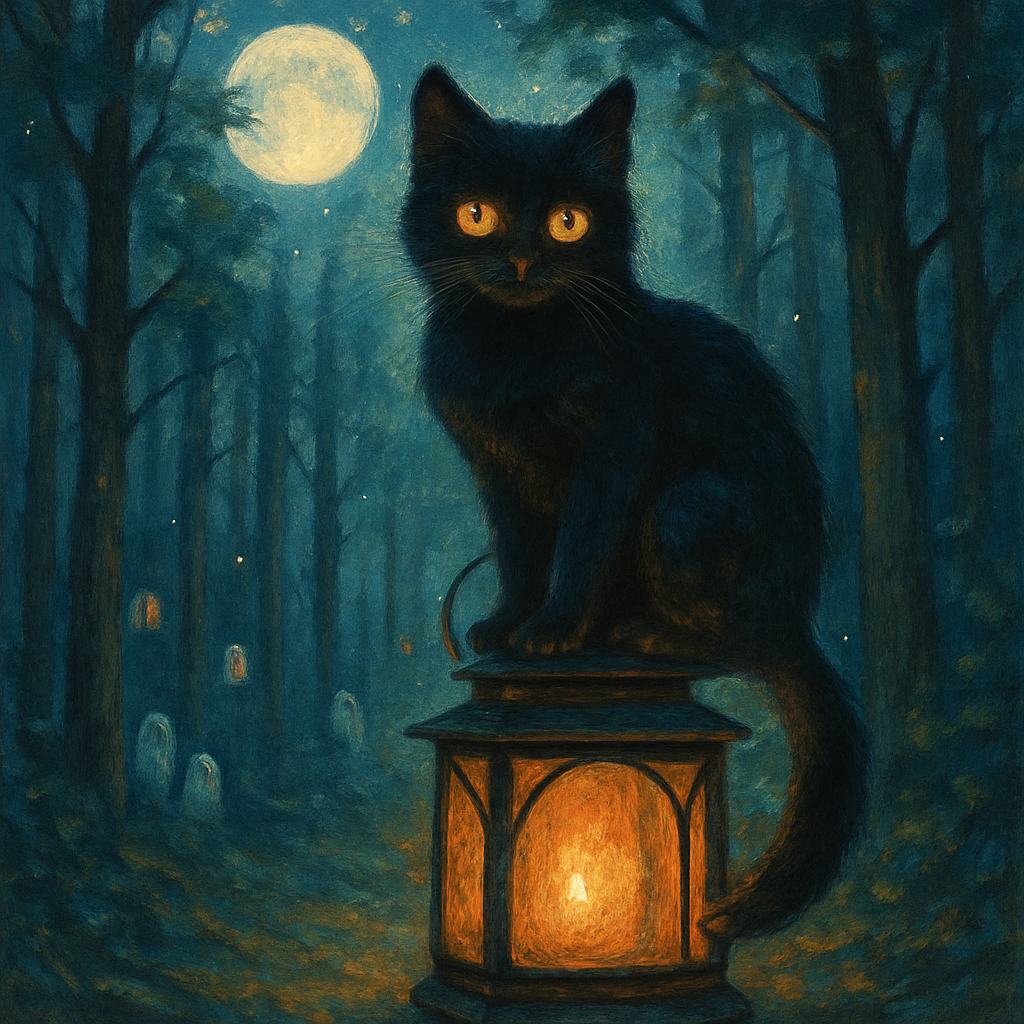 Midnight Cat Lantern painting number kit
