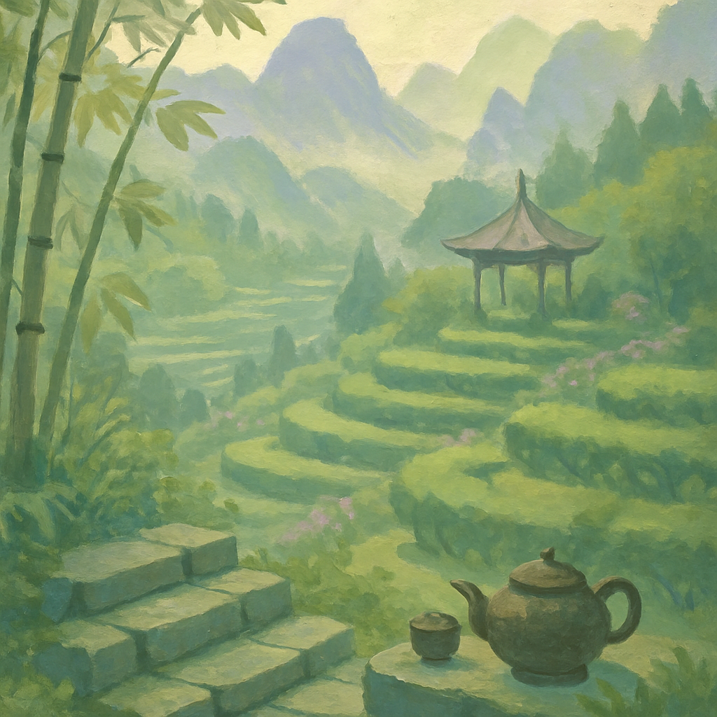 Misty Mountain Tea Garden Numbered painting kits