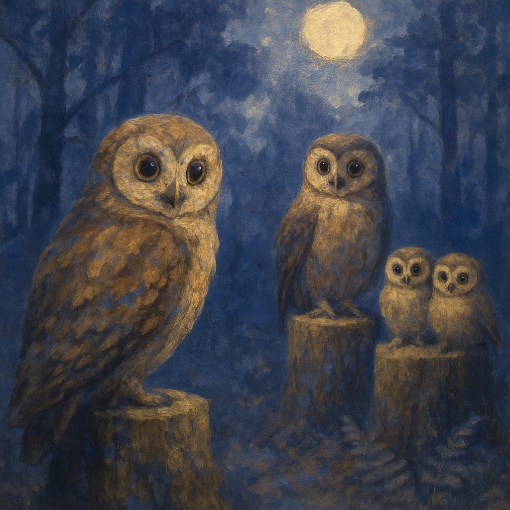 Owls In The Cozy Forest Clearing Paint by numbers art