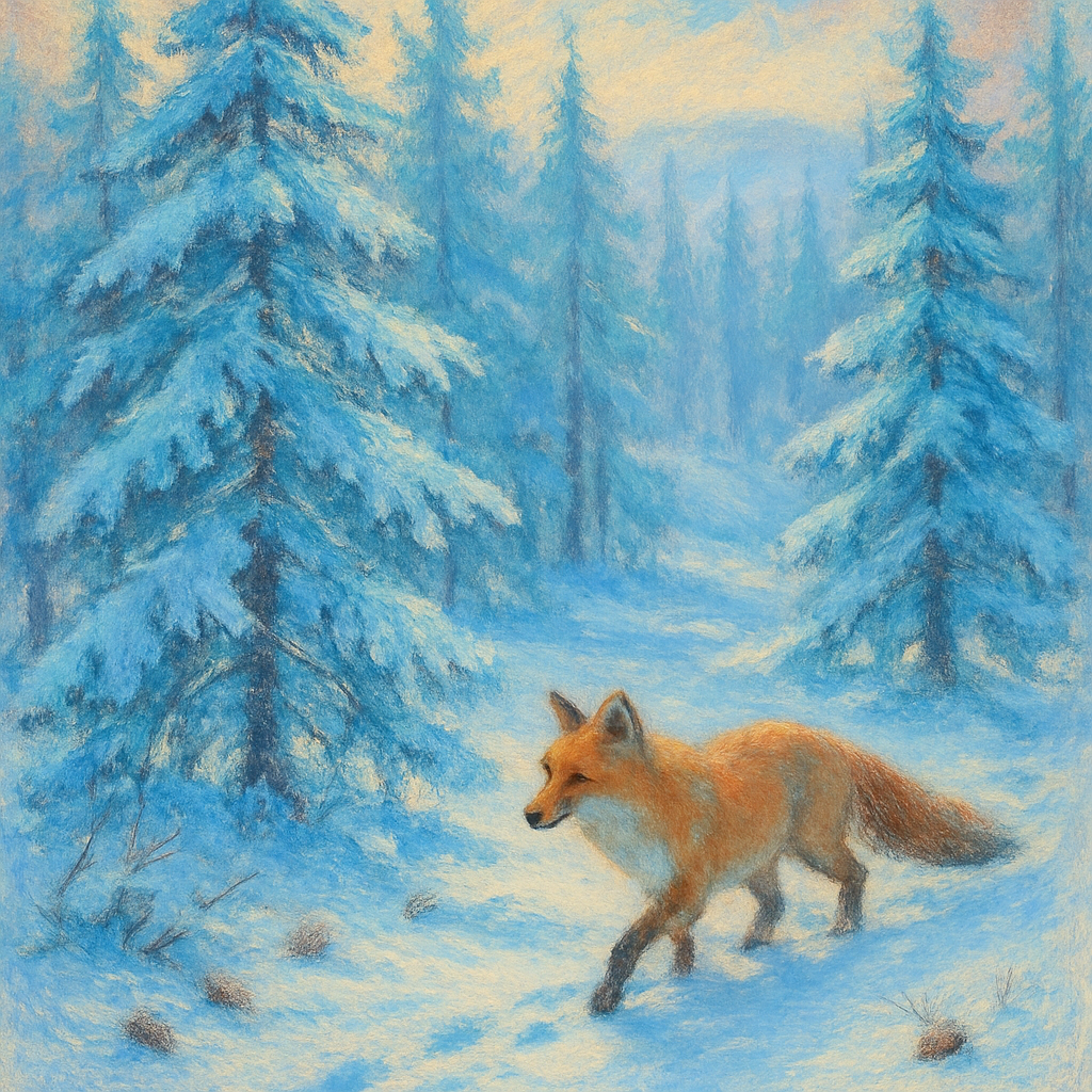Fox Trail Through Blue Pines Paint by numbers kits