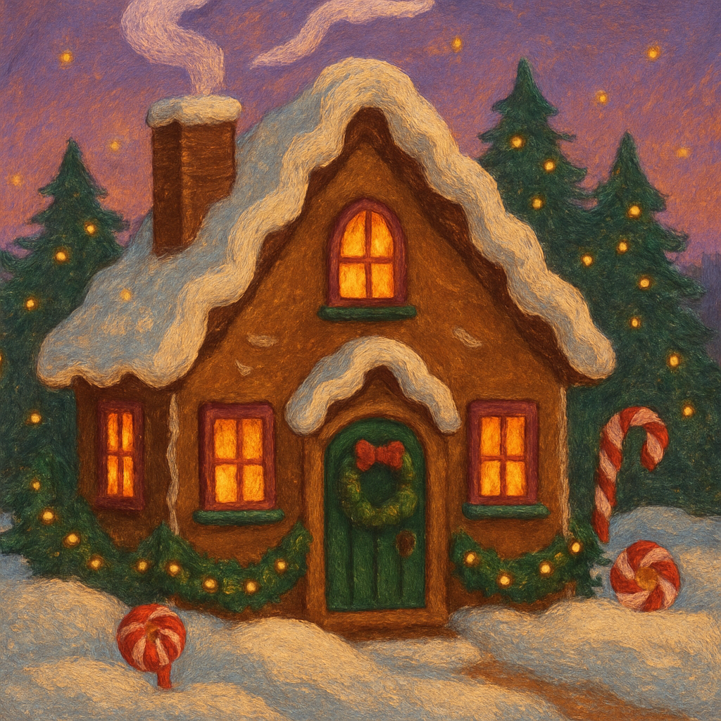 Gingerbread Cottage At Dusk Numbered painting kits