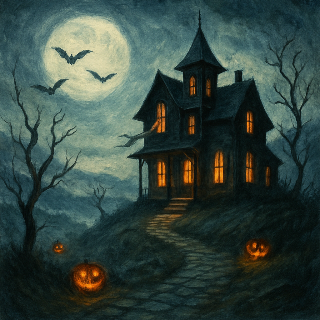 Moonlit Manor On The Ridge paint by color