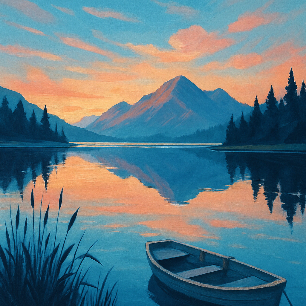 Sunset Over Glass Lake paint by number