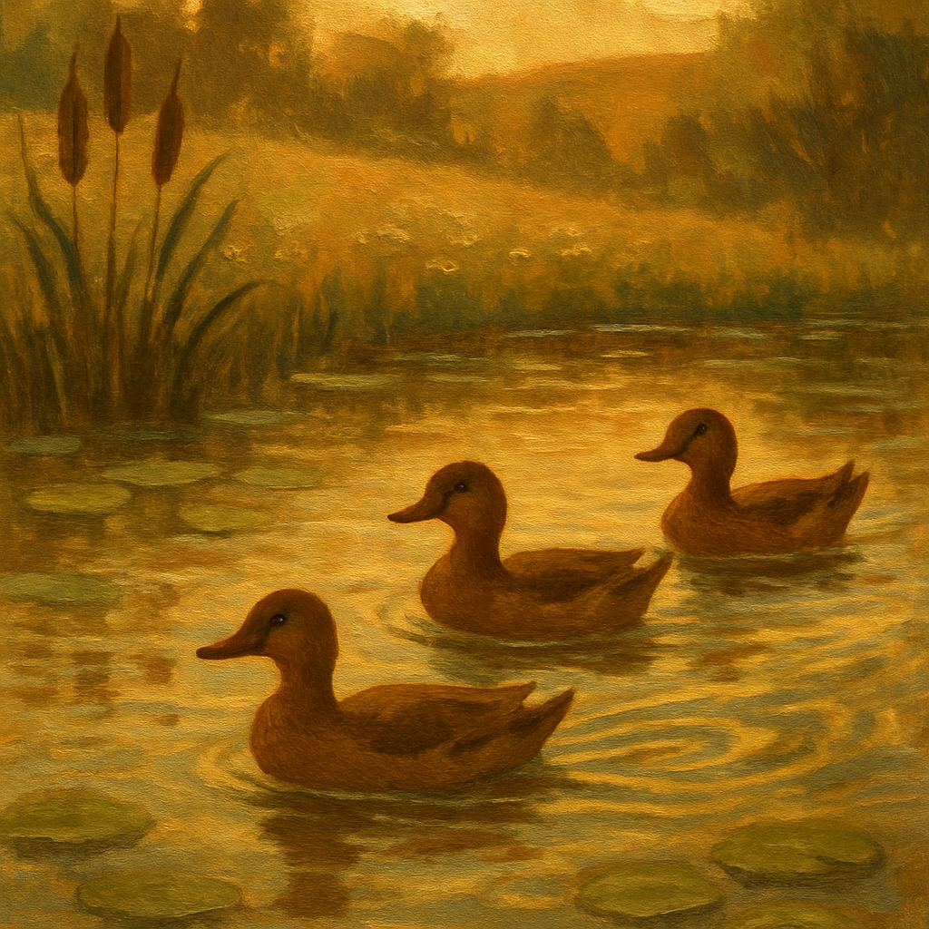 Ducks On A Cozy Pond Afternoon Number painting