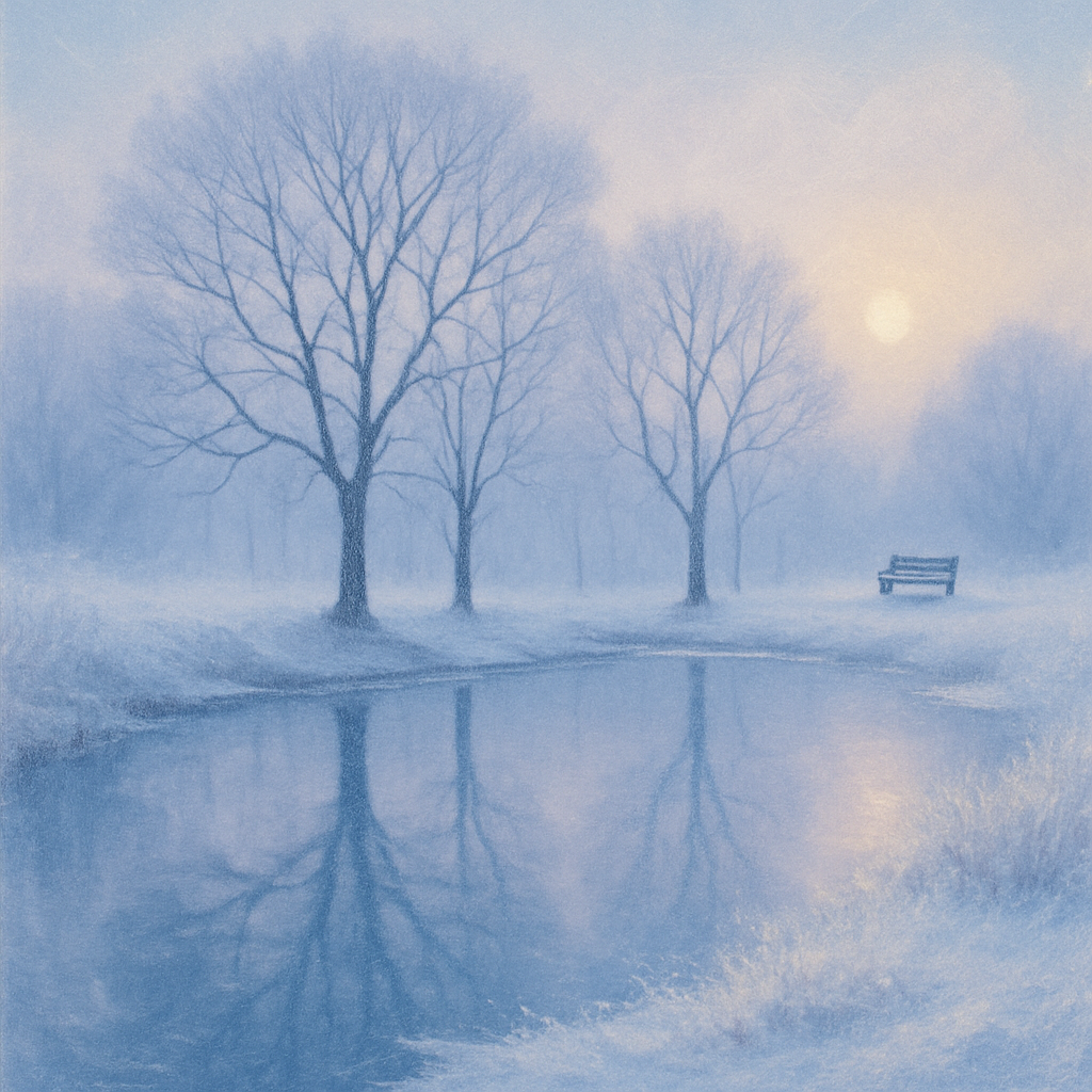 Winter Stillness At Frosted Pond paint by number
