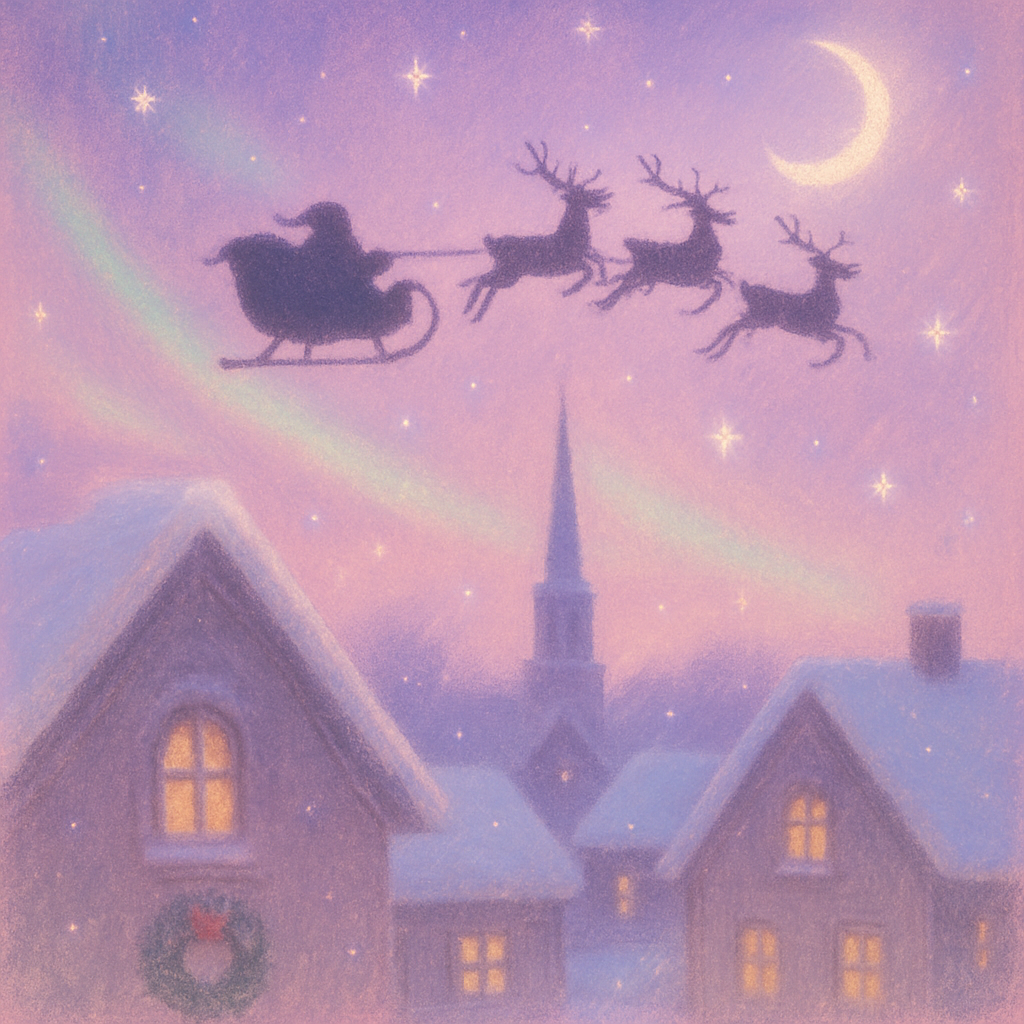 Starry Sleigh Over Paper Town Numbered painting kits