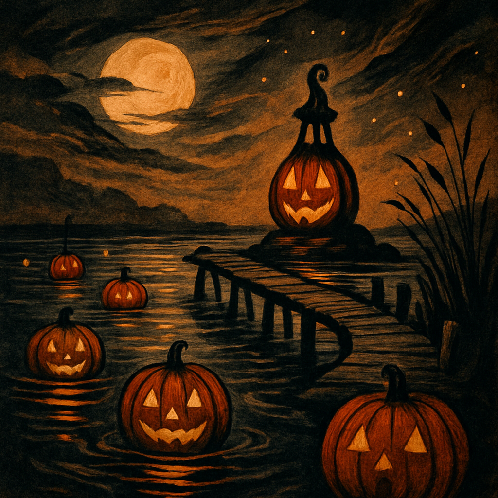 Pumpkin Harbor At Dusk paint by numbers