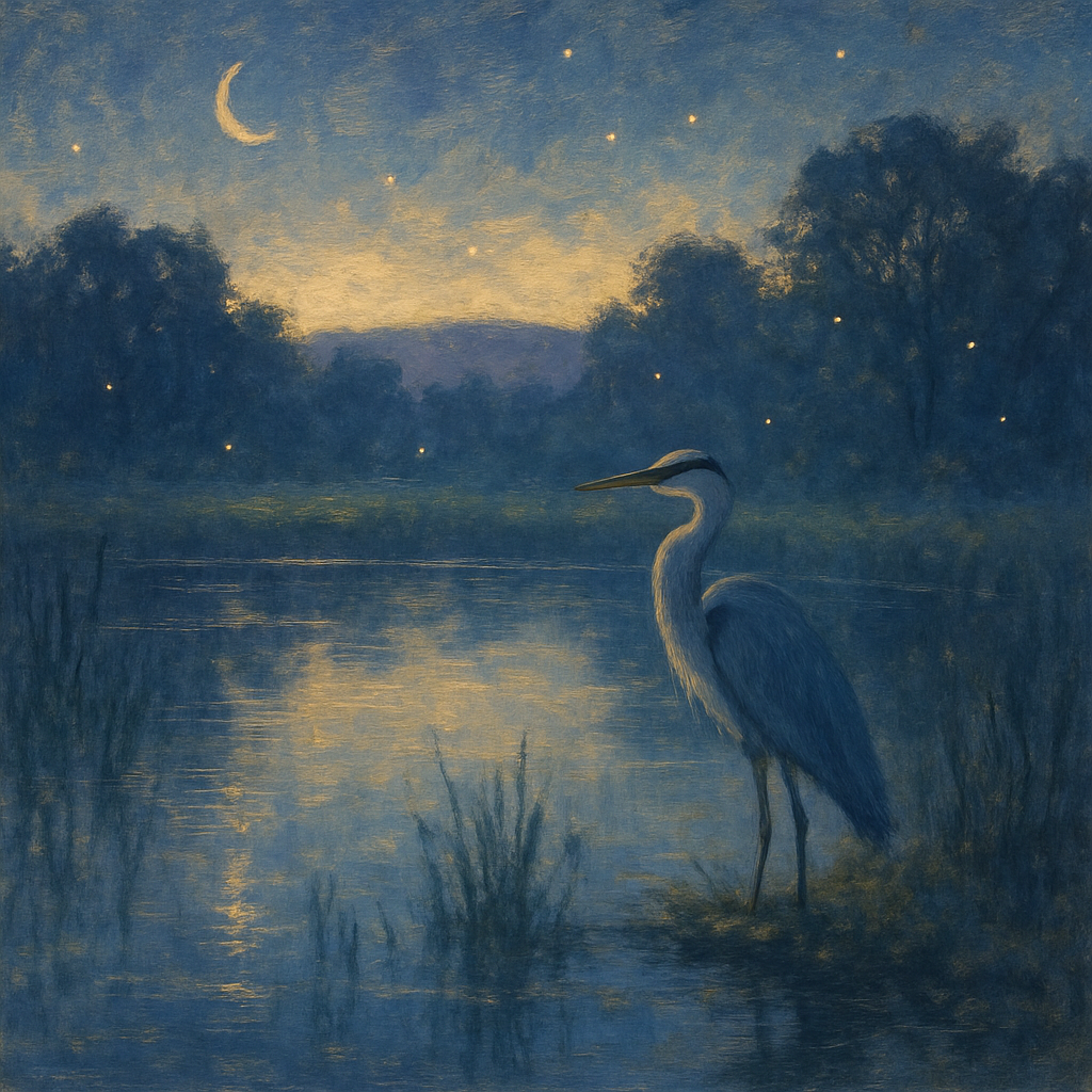 Twilight Heron By Glassy Marsh Paint by numbers art