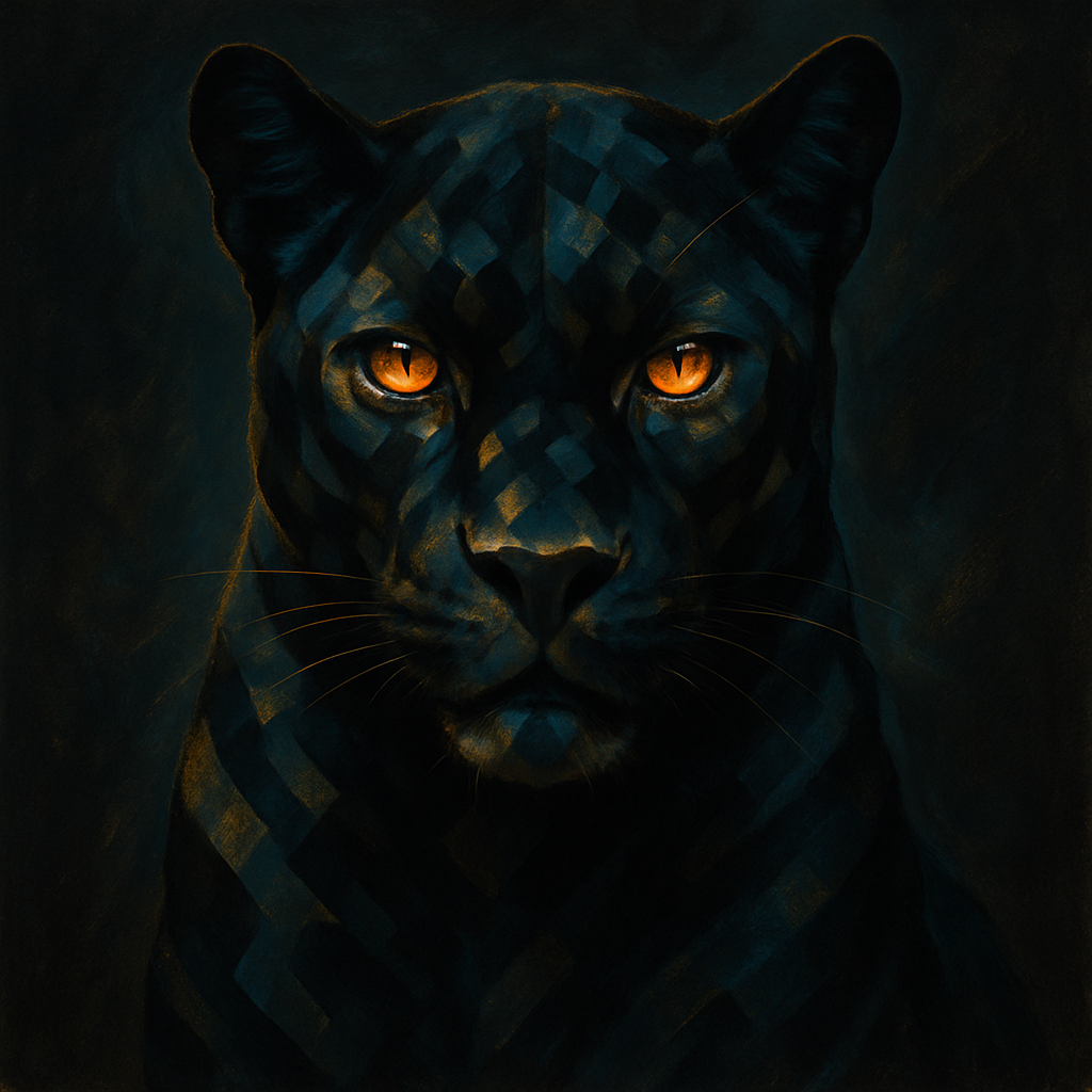 Panther In Luminous Geo Shadow painting number kit