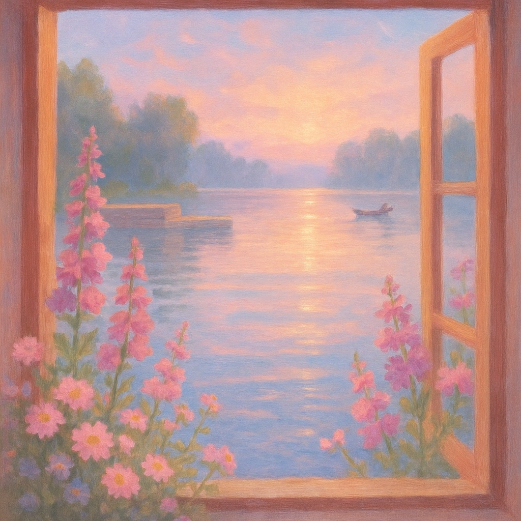 Sunlit Forest Lake Window paint by number