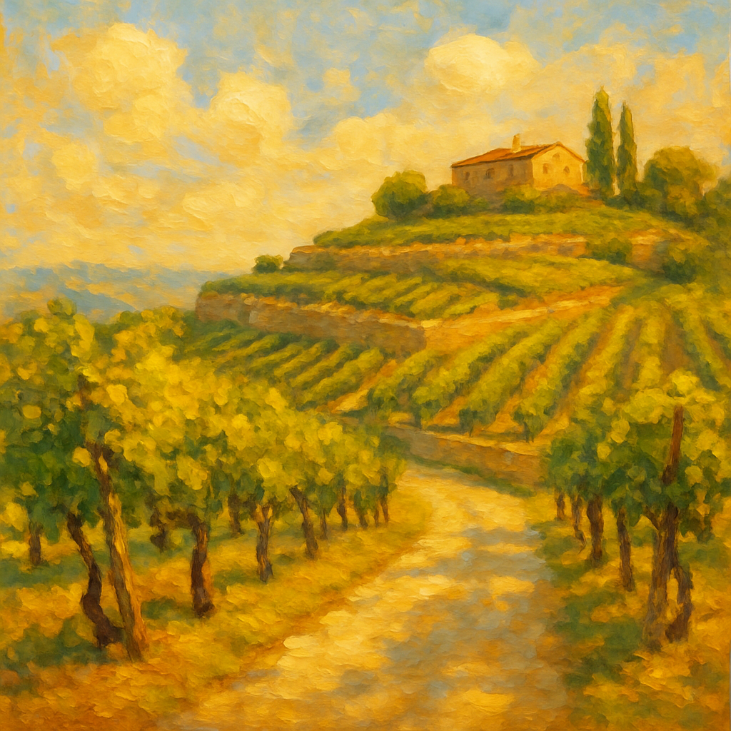 Sunlit Vineyard Ridge Paint by numbers art