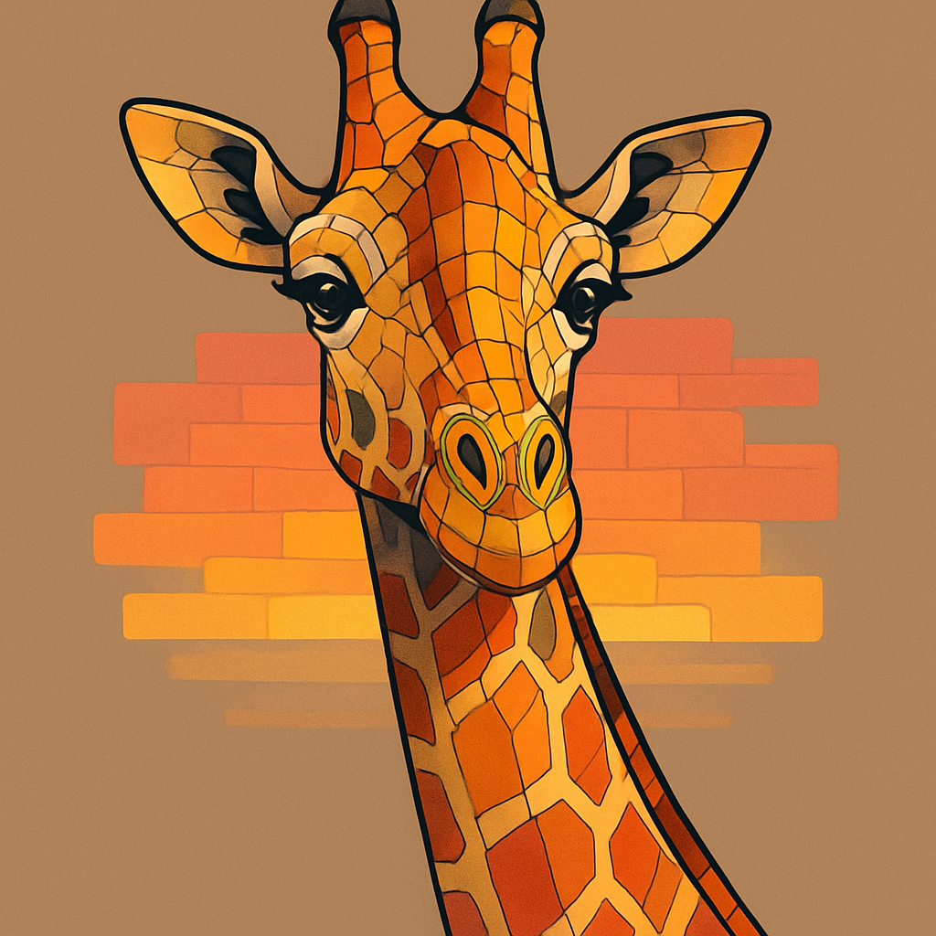 Giraffe With Sunset Mosaic Eyes painting number kit