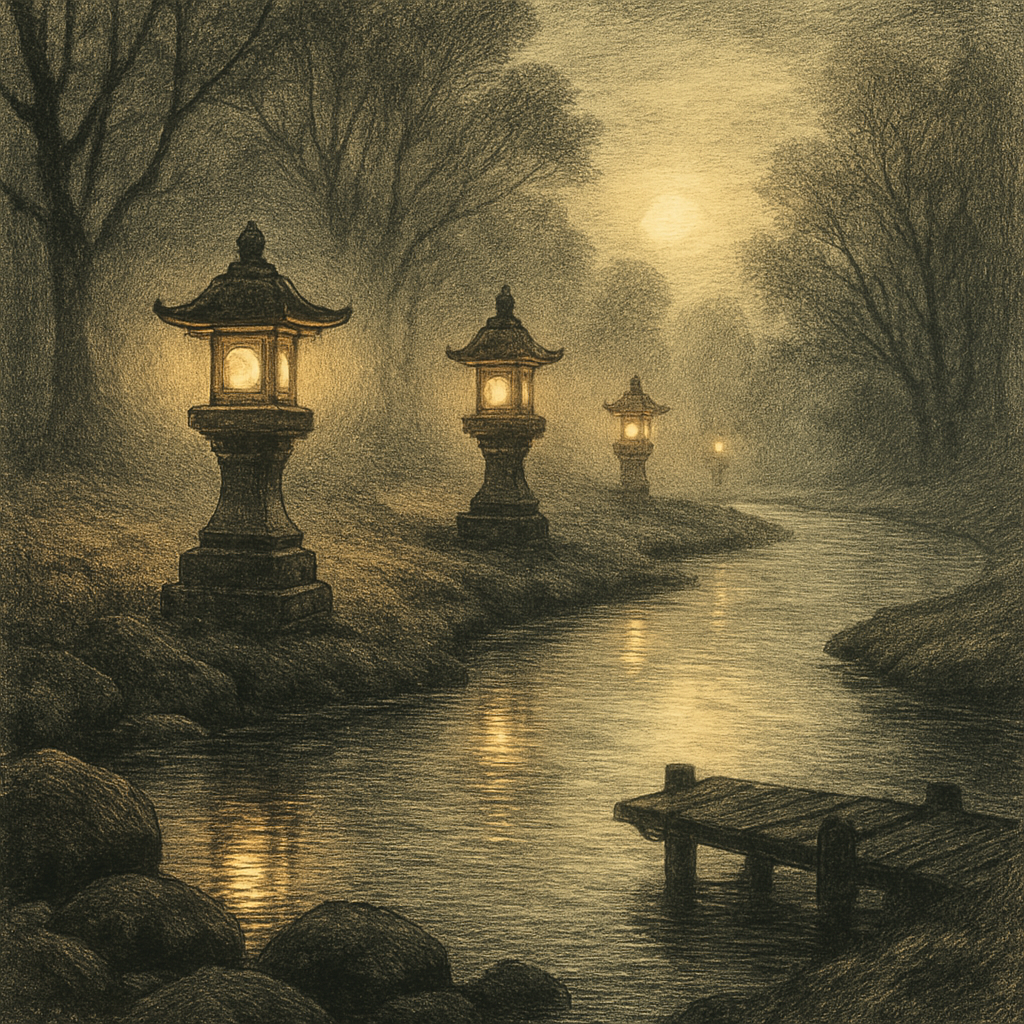 Foggy Riverbend Lanterns paint by numbers