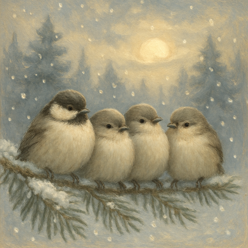 Snowy Cozy Perch For Little Songbirds paint by color
