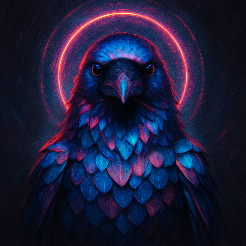 Raven In Chromatic Halo Painting by numbers kit
