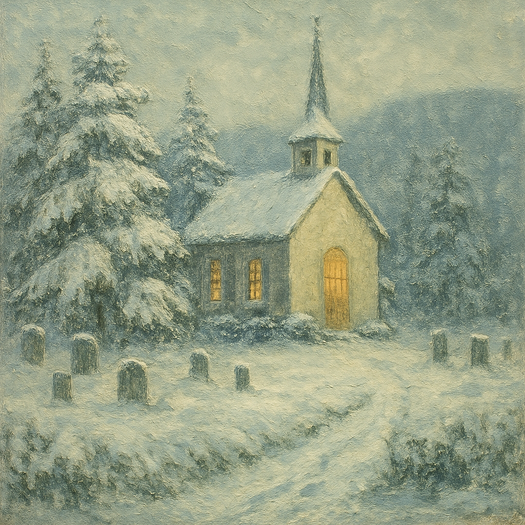 Churchyard Under Powdered Pines painting number kit