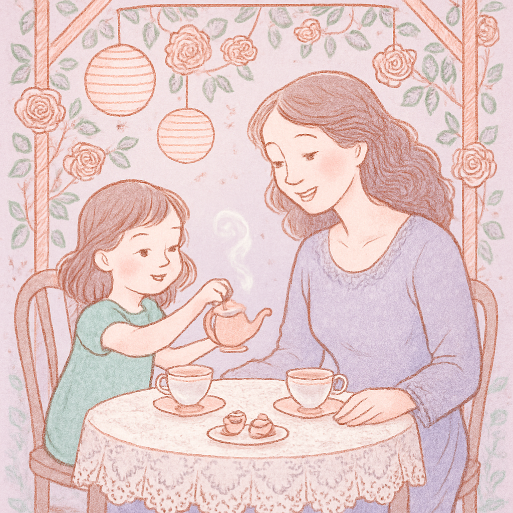 Mother And Child Garden Tea Party paint by color